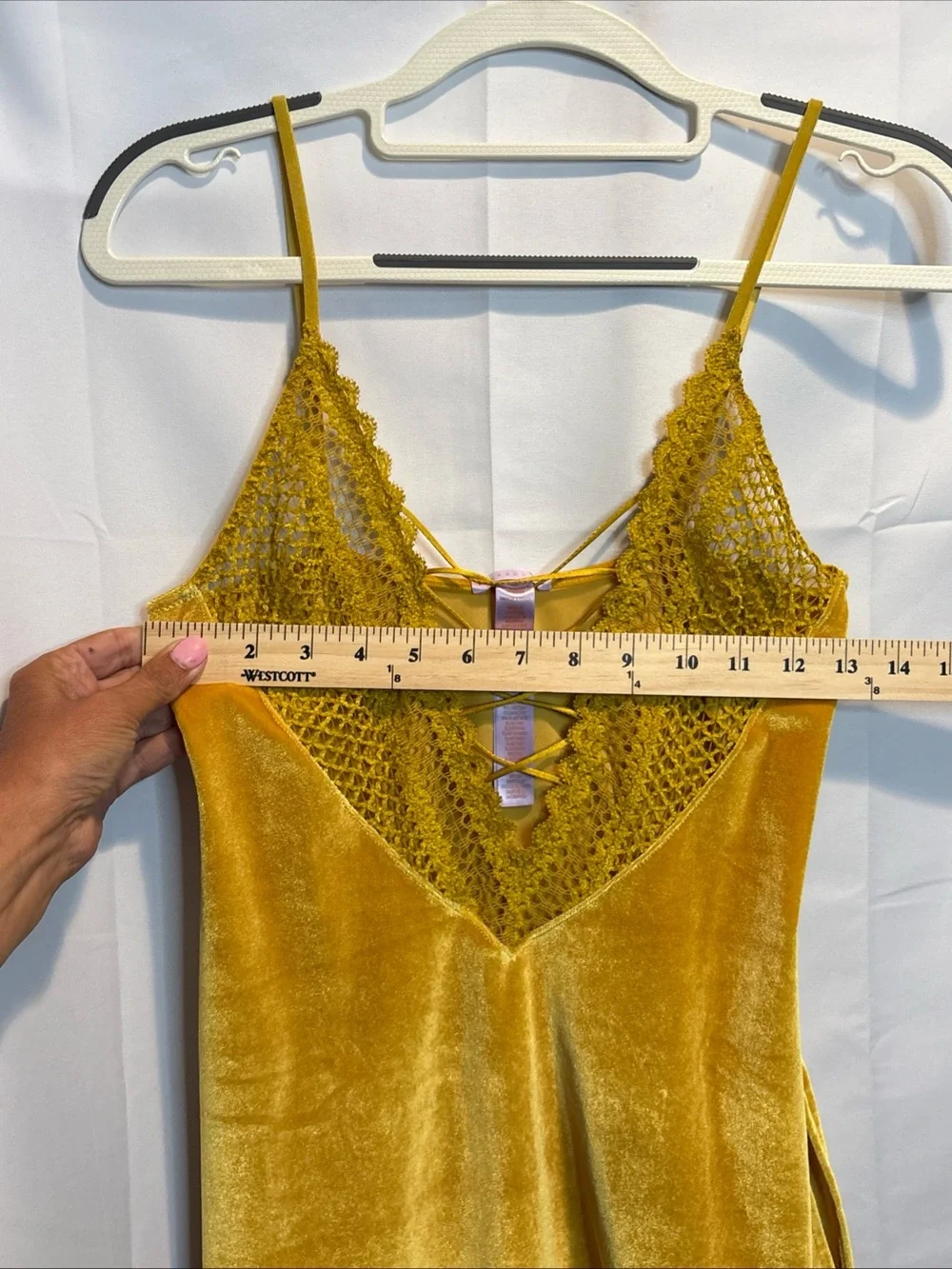 Savage X Fenty Mustard Velvet Lace-Trim Slip